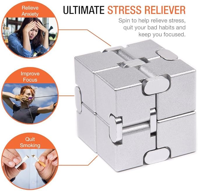 JOEYANK Fidget Cube New Version Fidget Finger Toys - Metal Infinity Cube Prime for Stress and Anxiety Relief/ADHD, Ultra Durable Sensory Gifts for Adults and Teens Kids
