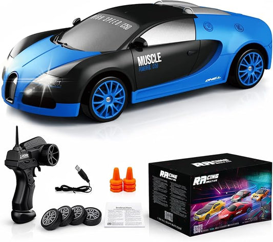Remote Control Car RC Drift Car 2.4GHz 1:24 Scale 4WD High Speed RC Cars Vehicle with LED Lights Drifting Tires Racing Sport Toy Cars for Adults Boys Girls Kids Gift