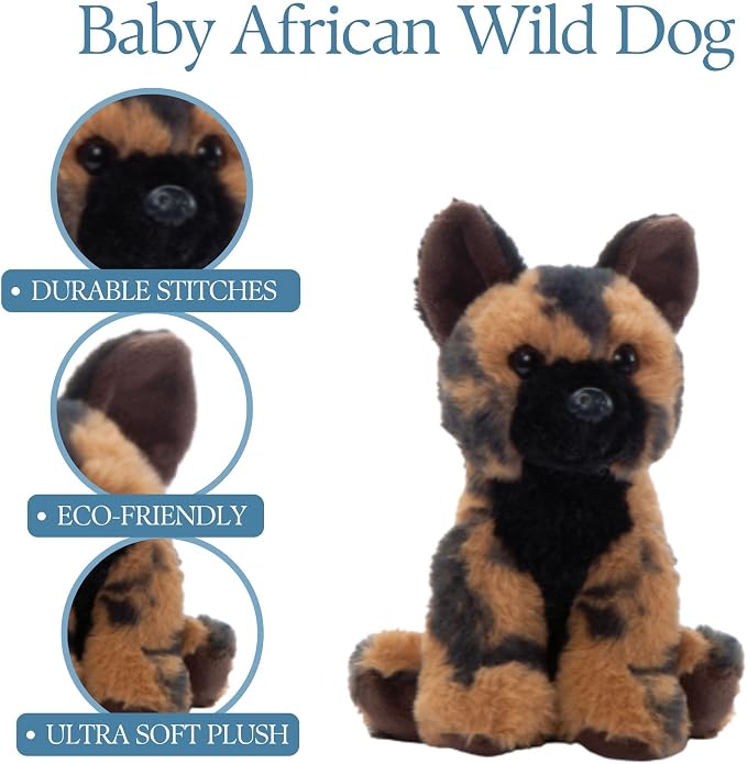 The Petting Zoo African Wild Dog Stuffed Animal Plushie, Gifts for Kids, Wild Onez Babiez Zoo Animals, Zoologee African Wild Dog Plush Toy 6 inches