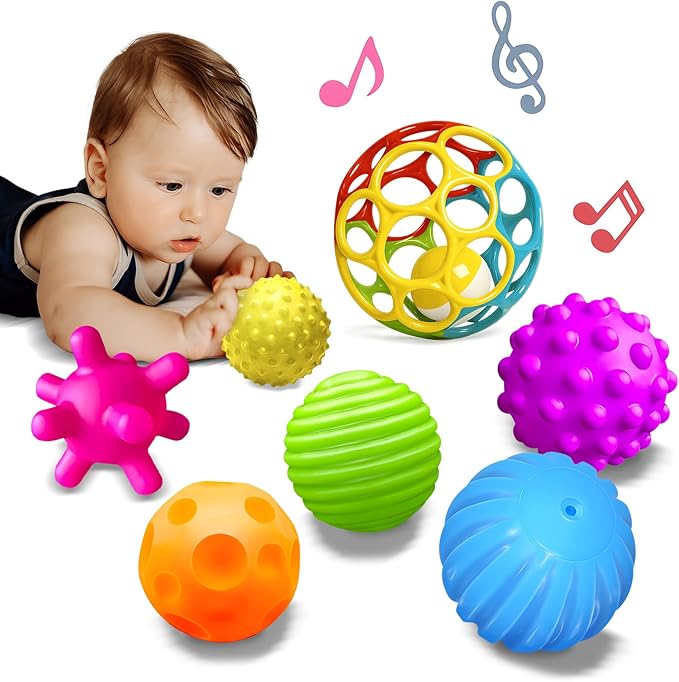 Sensory Balls for Toddlers 1-3, Sensory Baby Toys 6-12 Months, Infant Squeeze Sensory Toys,Baby Rattle Ball, Baby Teething Sensory Montessori Toys Soft Chew Toy with Rattles for Babies | 6-Pack Infant Squeeze Ball, Baby Rattles, Baby Soft Chew Toys, Gi...