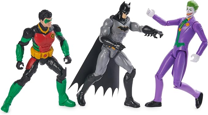 DC Comics Batman Action Figure Toys: Joker, Robin, and the Bat Man 12-inch Figures - Gotham City Edition, 11 Point Articulation - Super Hero Kids Gifts for Men, Boys & Girls