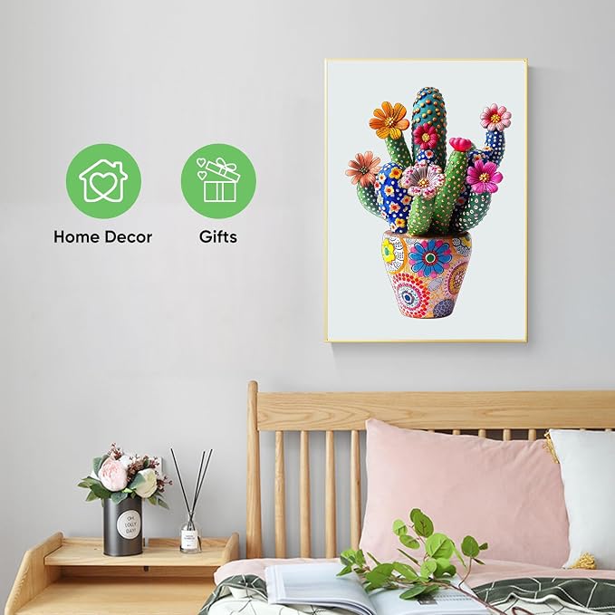 Mys Aurora Puzzles for Adults Cactus Flower Wooden Puzzles, 1000 Pieces Unique Shaped Jigsaw Puzzles, Birthday for Mom Adults, Fun Challenge Family Game 29.3'' x 21''