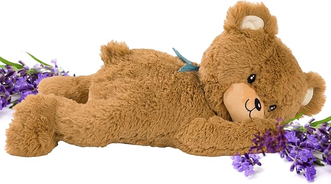Lilly's Love Heatable & Coolable Lavender Scented Weighted Stuffed Animal - Microwavable Heatable Pad for Kids & Adults - Machine Washable Plushie - Calming Stuffed Animal for Anxiety - Bear