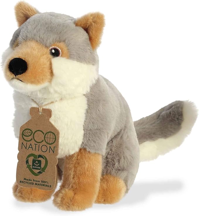 Aurora® Responsibly Made Eco Nation™ Wolf Stuffed Animal - Ideal for Playtime Adventures - Perfect for Birthdays or Just Because - Gray 9 Inches