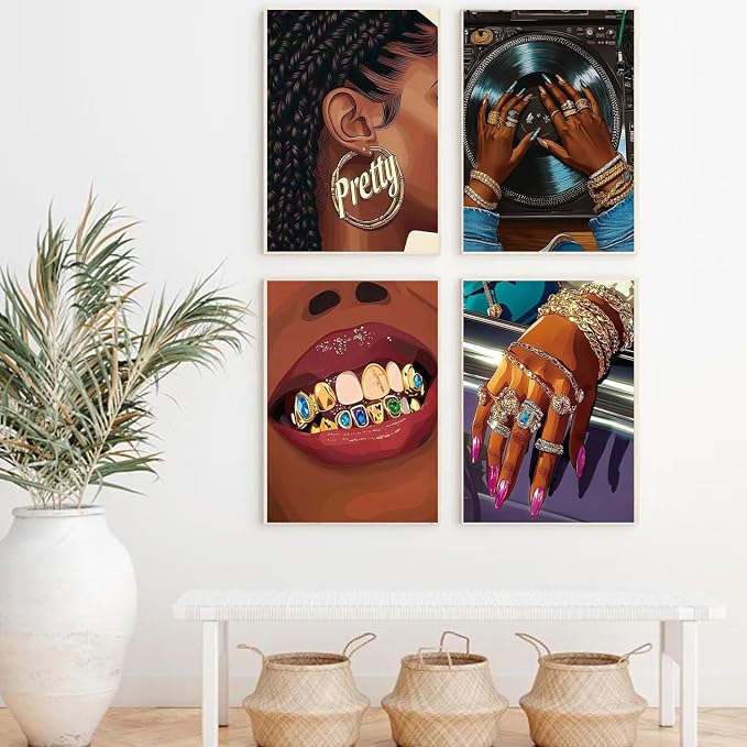 Paint by Numbers for Adults and Kids Beginner 4 Pack Vintage Vinyl Record African American Painting by Number Kits On Canvas Number Artist Paint by Number Kit DIY Oil Acrylic Paints Home Wall Decor