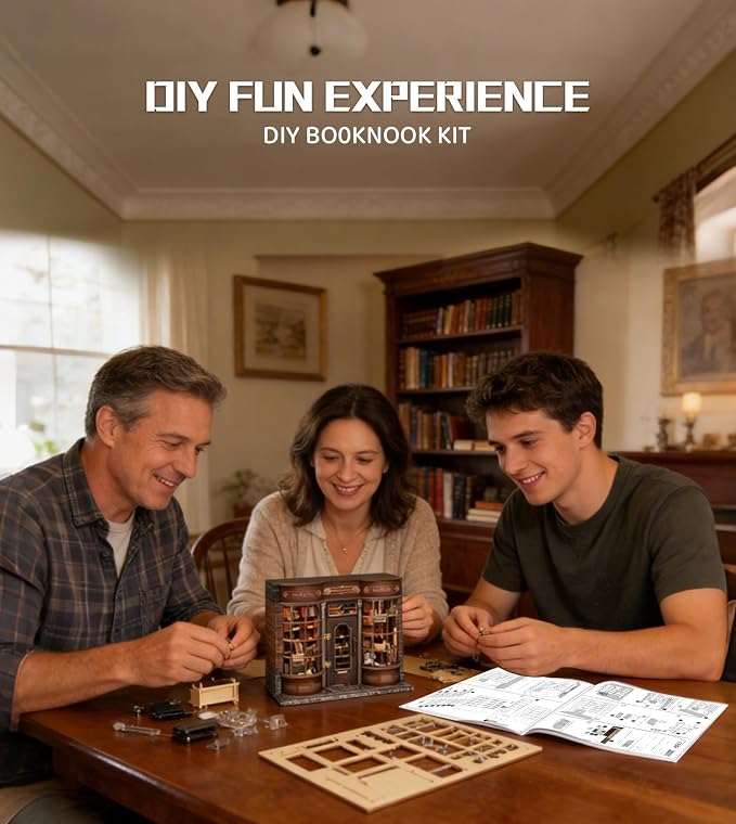 Spilay DIY Miniature House Kit for Adults, Miniature Dollhouse Building Kit | With Warm Light & Detailed Furniture, Creative DIY Craft for Bookshelf Decor, Room Decoration & Gift Giving