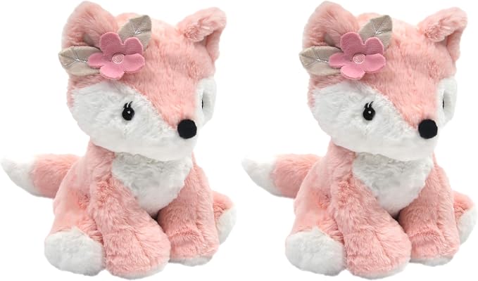 Lambs & Ivy Friendship Tree Plush Pink Woodland Fox Stuffed Animal Toy - Autumn (Pack of 2)