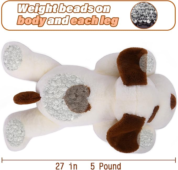JellyMallow 5lbs 24in Dog Weighted Stuffed Animals, Large Weighted Dog Plush, Weighted Stuffed Animal Plushies Pillow Gifts for Adults and Kids, Boys, Girls