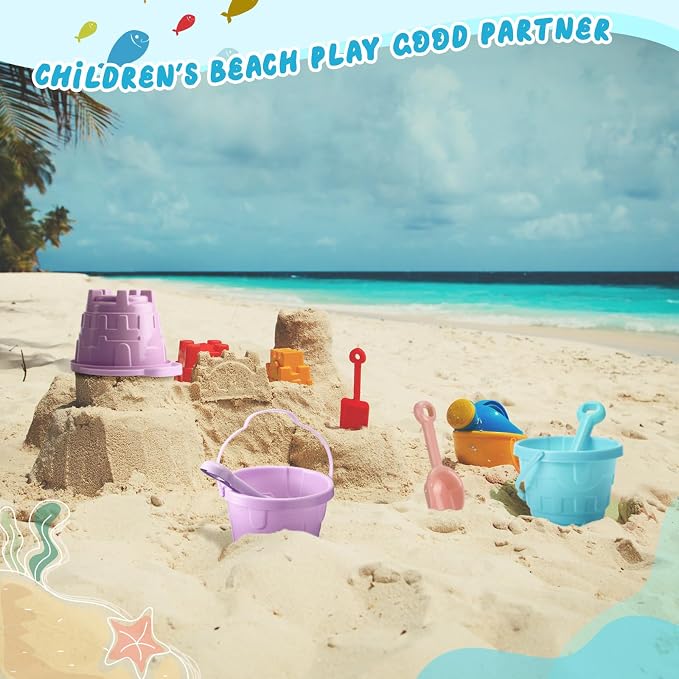 Sosation Sand Buckets Bulk for Kids Summer Sand Buckets and Shovels for Kids 5.5 Inch Plastic Beach Pails Toys for Girls Boys Gift Party Favor, 5 Assorted Colors(Macaron,60 Pcs)