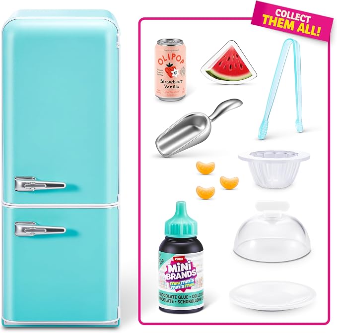 Mini Brands Fill The Fridge Playset w/UV Light by ZURU, Collectibles, DIY, Resin Play, Exclusive Recipe, NOT Edible, 8+