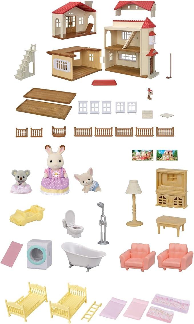 Calico Critters - Red Roof Home - Country Home - 2026 Gift Set Edition Dollhouse – Kids Pretend Play House, Miniature Home Playset with Furniture & Accessories, Ages 3+