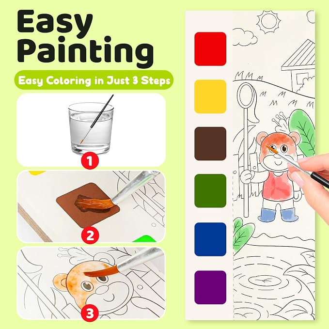 Water Coloring Book,Paint with Water Books for Kids Ages 3-5,Watercolor Painting Book for Toddlers 4-6,Creative Arts and Crafts & Airplane Travel Essentials for Boys Girls