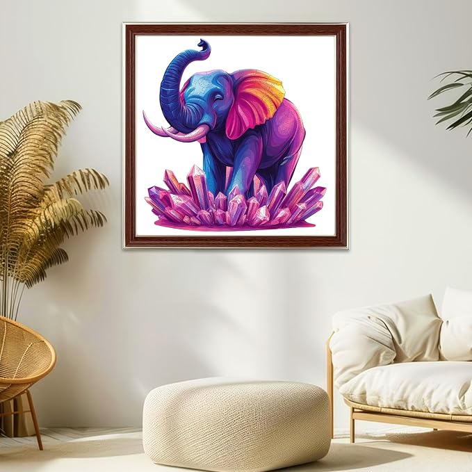 Ixfyloop Colorful Elephant Puzzles for Adults, Wooden Jigsaw Puzzles 500 Pieces, Unique Shape Animal Adult Puzzles with Storage Box, for Teen, Men Women Elders Seniors 17x17.7 inch