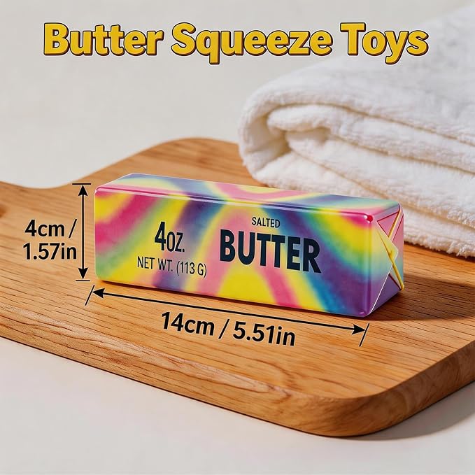 Butter Squeeze Toy, Slow Rising Squishy，Sensory Stress Relief Squishies Soft & Stretchy Fidget Toys for Anxiety Relief Party Favors (Rainbow A)