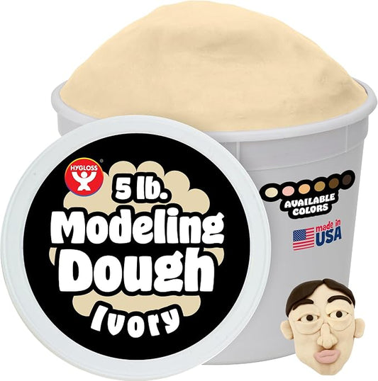 Hygloss Play Modeling Dough for Kids – Multicultural Skin Tones – Safe & Non-Toxic Sensory Dough for Arts & Crafts – Play Clay for Toddler Activities, Preschool Classroom Must-Haves (5 lb, Ivory)