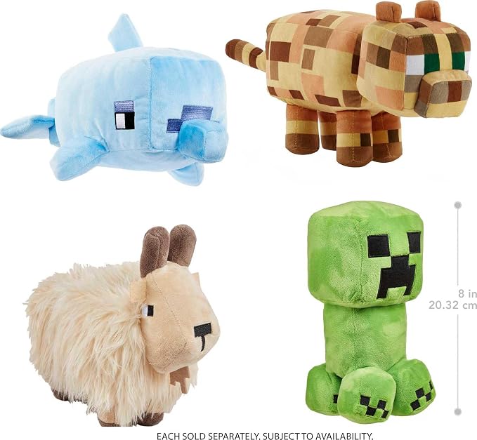 Mattel Minecraft Basic Plush Toy, Goat Soft Doll, 8-inch Collectible Inspired by a Fan-Favorite Character from the Video Game