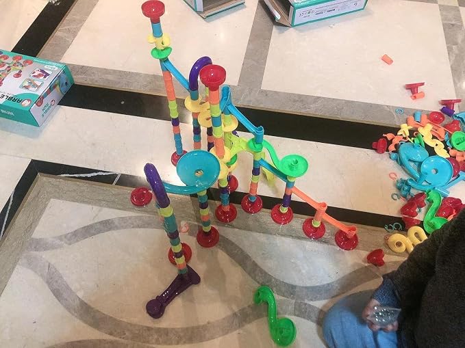 Marble Run Toys Maze Game DIY Educational Playset Birthday Gift for Ages 3+,Track Pipe Building Blocks Glass Marbles for for Kids Ages 4-8 Birth Day Preschool, Toys for 3 Year Old Boys Christmas