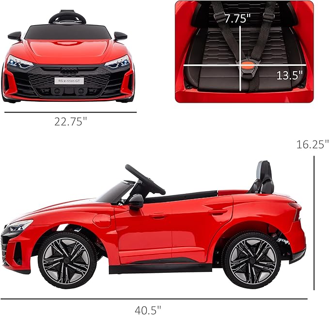Aosom Licensed Audi RS e-tron GT 12V Ride On Car Truck for Kids, Electric Car Ride On Vehicle w/Parent Remote Control, Music, Lights, for Toddlers, Red