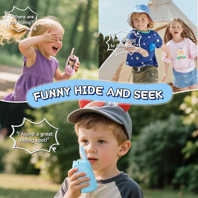 Video Walkie Talkies for Kids, Handheld 2 Pack Rechargeable Video Intercom Kids Walkies Talkies, Indoor Outdoor Toys for Family Games, Outside, Camping, Hiking for Boys Girls Ages 3-12 (B/P co)