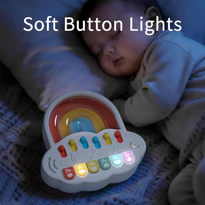 Baby Piano Toy 6 to 12 Months Light Up Music Keyboard Baby Toys for 6 9 12 18 Months with 4 Modes, 2-in-1 Musical Piano Toy with Marble Game, Sensory Infant Girl Toy 1 Year Old Boys Girls Gift