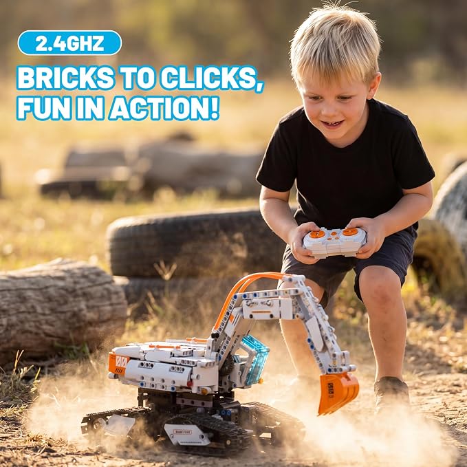 HPROMOT 2 in 1 STEM Building Kit, 1129PCS App & Remote Control Excavator Tank Coding Robot, Technic Programmable Construction Blocks, Educational Engineering Science Gift for Boys Girls Ages 8-16