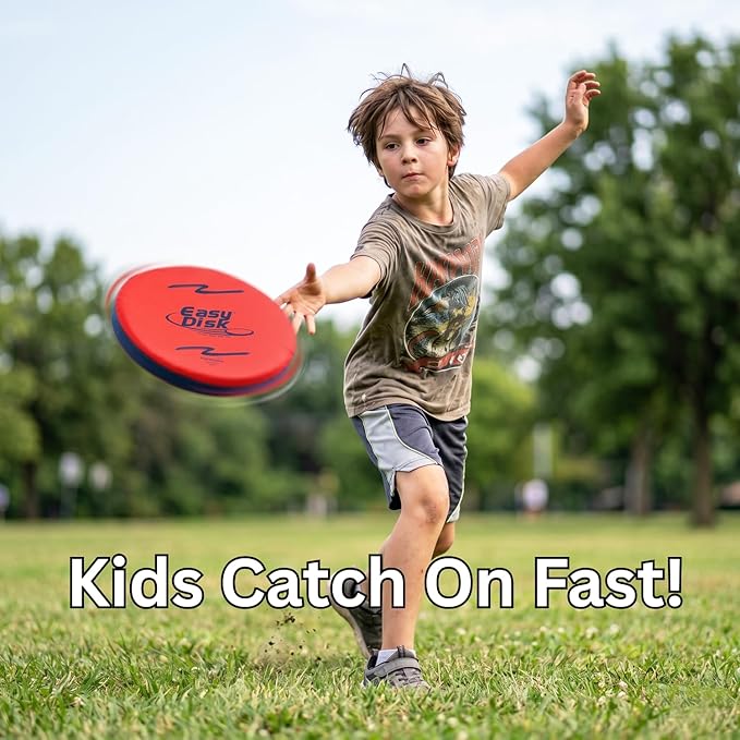 Funsparks Easy Disk - Soft Catch Flying Disc - Easy to Learn and Play Disc Toss for Indoors or Outdoor Games for Kids, Beginners or Advanced Ultimate Flying Disc Game