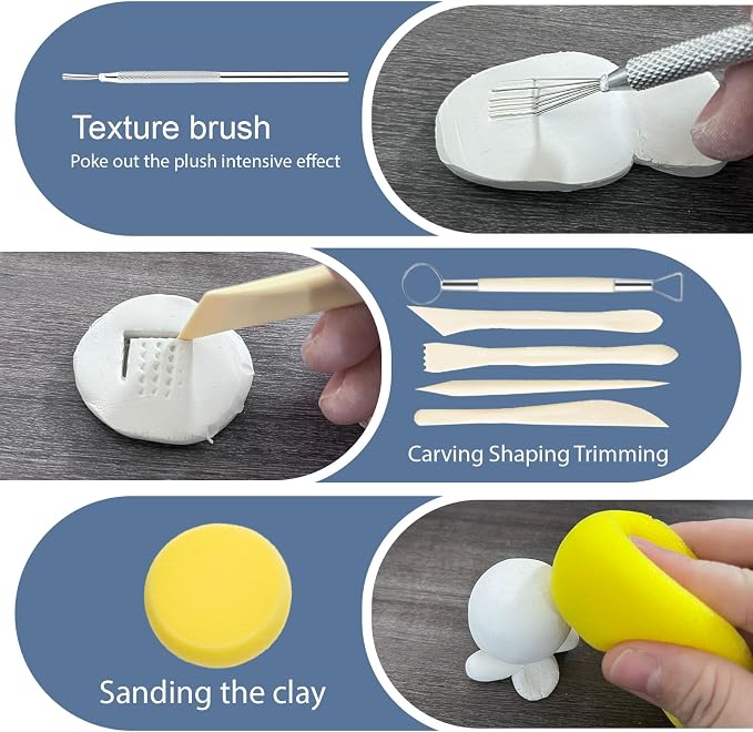 1DFAUL 30Pcs Air Dry Clay Varnish with Sculpting Tools Kit, 2 x 100ml Gloss Matte Clay Glaze for High Luster Scratch Resistant, Waterproof, Pottery Tool kit to Sculpting, Modeling, Shaping