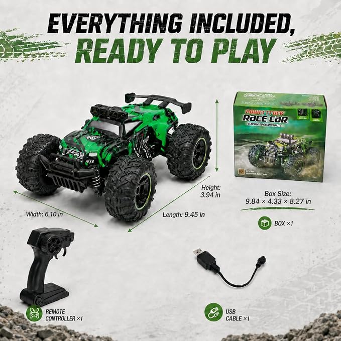 JoyRapt Remote Control RC Cars, 2.4GHz 1:18 2-Speed RC Car with LED Lights, 2WD Remote Control Truck Gifts for Beginner Boys Girls, Toy Car Birthday Christmas Easter Stuffer Gifts for Beginner Kids