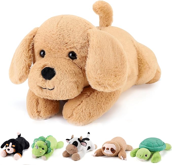 gnomantic Yellow Lab Weighted Stuffed Animals - 28 Inch 5.0 Pounds Weighted Plushies Labradoodle Stuffed Animal - Large Dog Plush Pillow - Cute Plush Toy Gifts for Kids & Adults (28" 5.0 lbs)