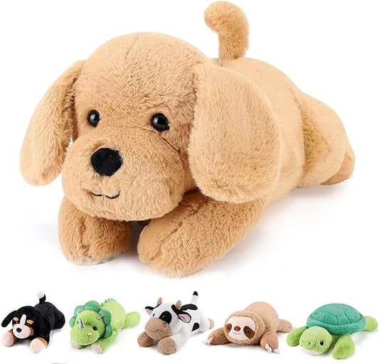 gnomantic Yellow Lab Weighted Stuffed Animals - 22 Inch 4.5 Pounds Weighted Plushies Labradoodle Stuffed Animals - Big Dog Plush Pillow - Cute Plush Toys Gifts for Kids & Adults (22" 4.5 lbs)