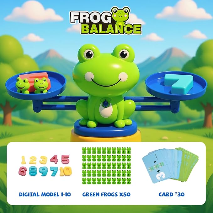Snugzy Frog Balance Counting Toys, Number Counting Scale Games for Kids Cool Math Learning Games for Boys and Girls Preschool Kindergarten Learning STEM Montessori Educational Toys for 3+ (93 PCS)