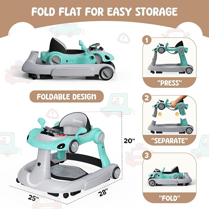 6-in-1 Foldable Baby Walker Activity Center Bouncer Rocker 6-18 Months