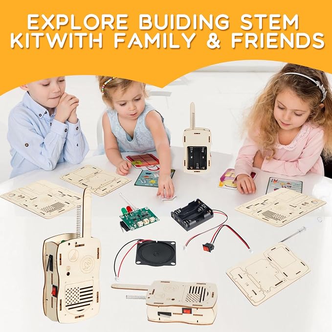 STEM Toys Science Kids Walkie Talkies for 6 7 8 9 10 11 12 13 14+ Years Old Boys Girl Teens Gift Ideas DIY Birthday Gifts Building Crafts Kit