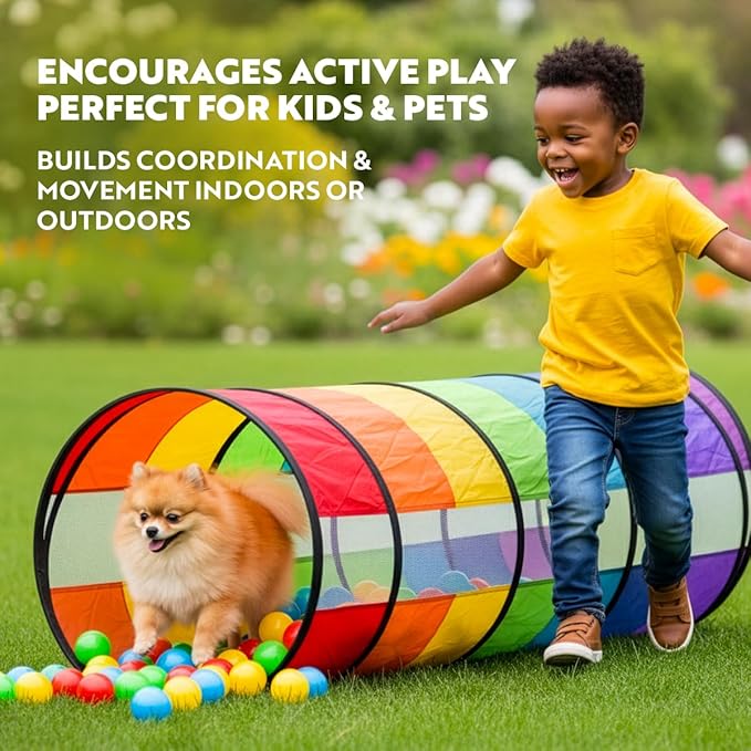 Extra-Large Play Tunnel for Toddlers 1-3 Years – Pop-Up Baby Crawl Tube, Sensory Activity, Indoor & Outdoor Kids Toy, Collapsible for Easy Storage