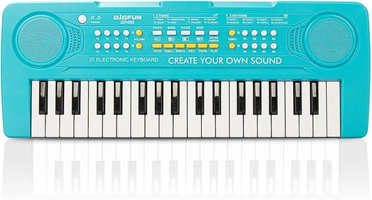 Keyboard Piano for Kids, BIGFUN 37 Keys Toddler Piano Multifunction Music Educational Instrument Toy, Electronic Kids Keyboard for 3-7 Year Old Girls and Boys (Blue)