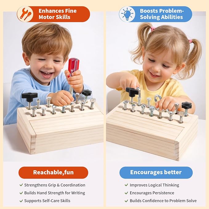 INIFEIDALA Kids Tool Set,Montessori Educational Toys for 3 4 5 Year Old | Montessori Screwdriver Board Set,Sensory Preschool Learning,Toddler Travel,Fine Motor Skills,STEM Toys