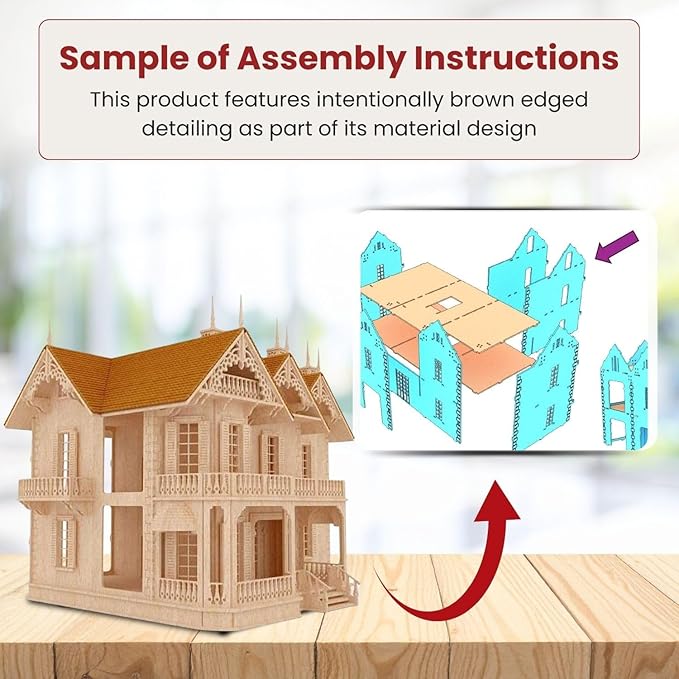 Birds Wood Shack The Victorian Gothic Mansion – Lightweight & Durable Model Kit - Available in 1:24 Scale - Challenging Puzzle Wooden Doll House | Made with Baltic Birch Wood