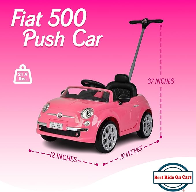 Best Ride On Cars Fiat 500 Push Car, Pink