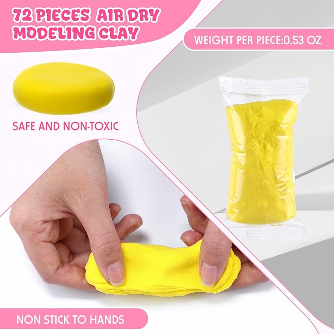 VioraWhite 72 Pcs 38oz Air Dry Clay Bulk Modeling Ultra Lightweight Foam Modeling Clay for Kids Adults DIY Gifts Party Arts Crafts and School Project Supplies(Pastel)