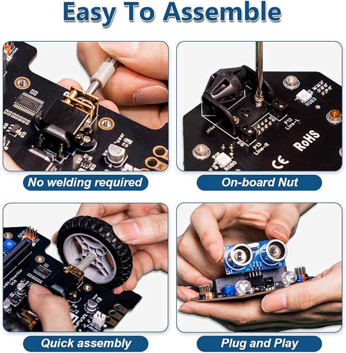 LAFVIN MicroBit Smart Robot Car for MakeCode and MicroPython,STEM Educational Coding Robot for Kids Beginner(Without Micro:bit)