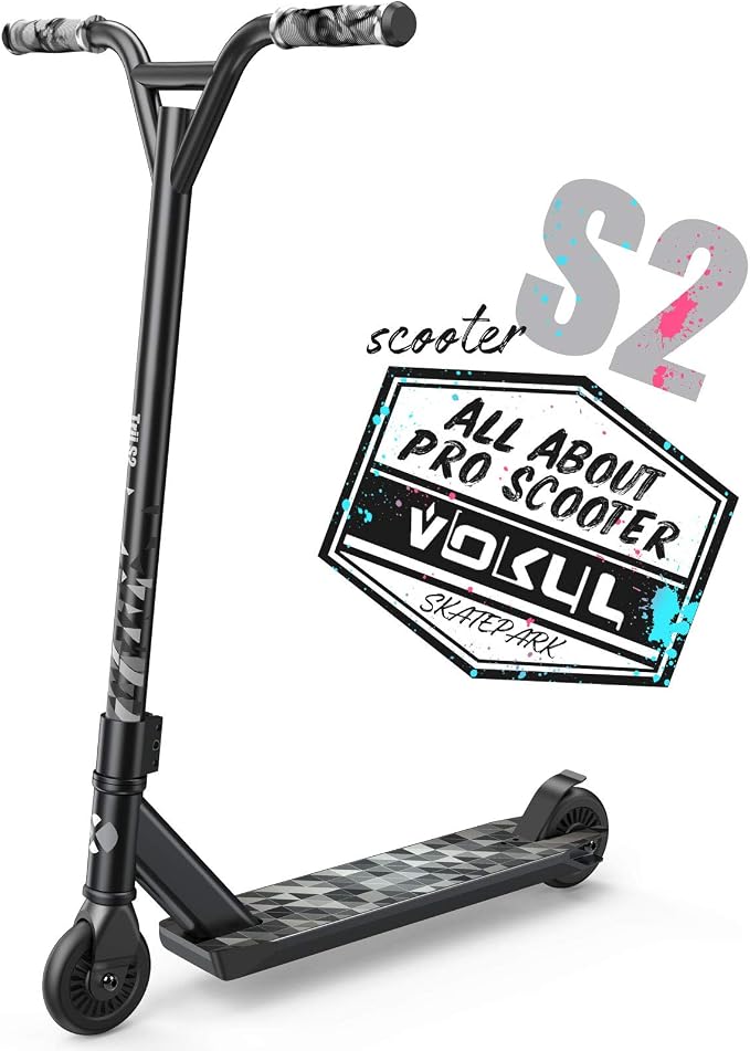 VOKUL Complete Pro Scooter for Kids Boys Girls Teens Up 6 Years - Freestyle Tricks Pro Stunt Scooter - High Performance Gift for Skatepark Street Tricks