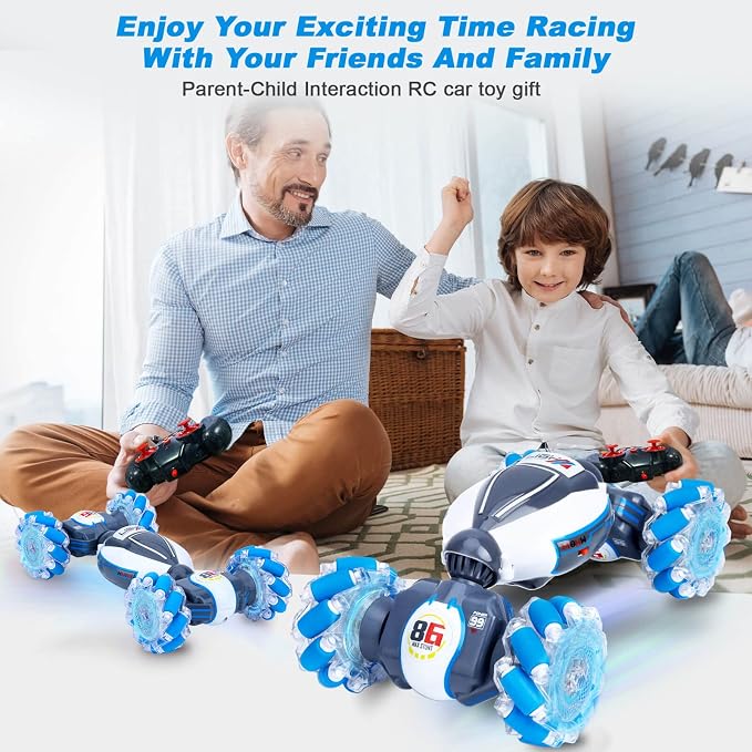 Fosgoit Gesture Sensing RC Stunt Car, Toys for Boys Girls 6-12 Year Old 4WD Remote Control Car 360° Rotate Transform Off-Road Drift RC Toy with Lights Music, 2.4Ghz Hand Control Birthday Xmas Gifts