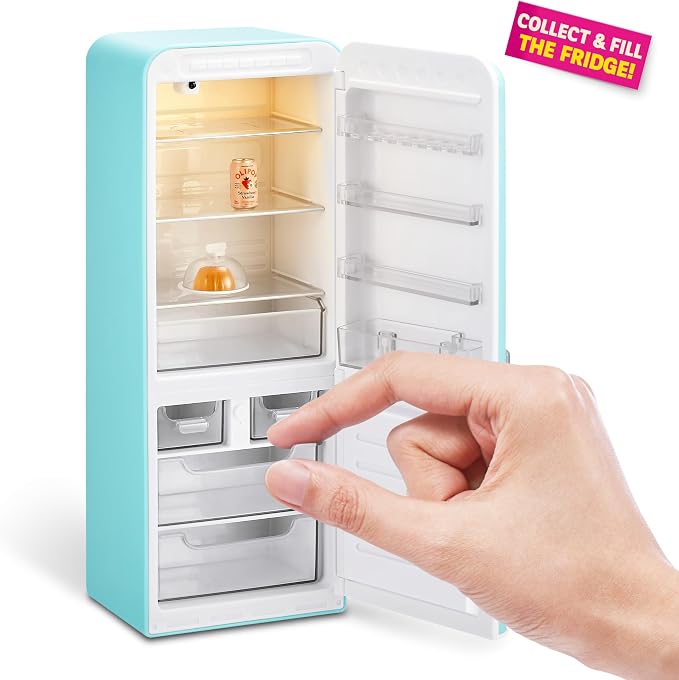 Mini Brands Fill The Fridge Playset w/UV Light by ZURU, Collectibles, DIY, Resin Play, Exclusive Recipe, NOT Edible, 8+