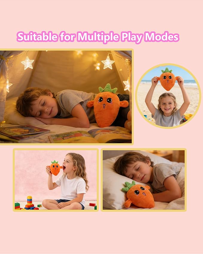 Baby Musical Sensory Toy,nteractive Musical Plush Toy with Sounds，Sensory Activity Learning Educational Kid Toy,Fun Christmas and Birthday Gifts Suitable for Multiplayer interaction (Orange Radish)
