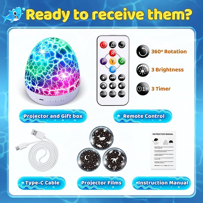 Staryou Sensory Lights Baby Sound Machine Night Light Projector Sensory Toys for Kids with Autism Fidget Toys for Kids 15 White Noise 3D Films 31Colors Night Light for Kids Toys for Boys 3-10