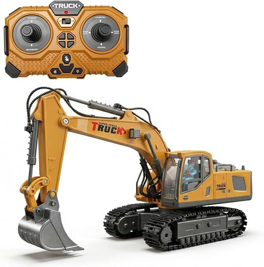 Remote Control Excavator,RC Excavator Toy 11CH Construction Digger,Construction Toys Rc Excavator for Adults,Metal Dig Bucket, Lights Sounds,3 4 5 Year oldGift for Birthday