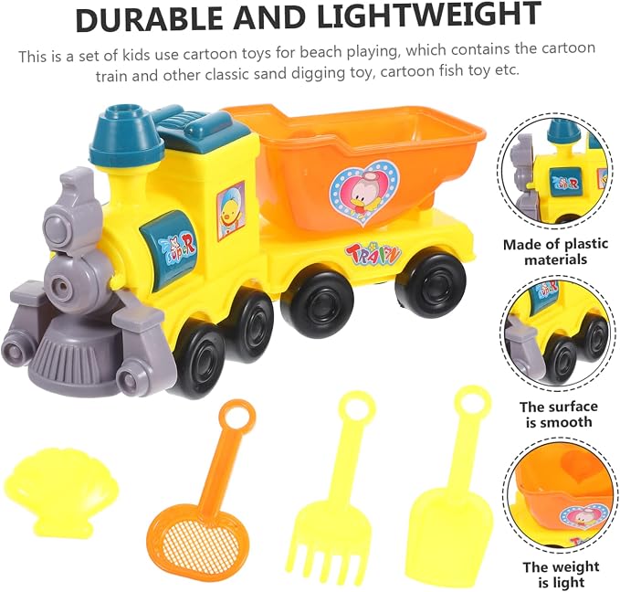 BESPORTBLE 1Set Cartoon Beach Train Fun Digging Tools for Summer Play Includes Castle Mold for Outdoor Beach Parties and Family Bonding Activities