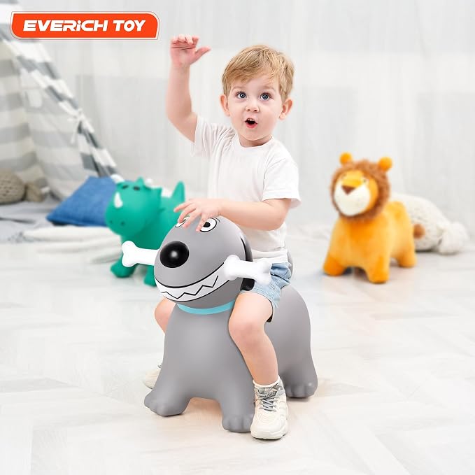 Bouncy Dog Hopper Toys for Toddlers, Inflatable Jumping Animals Hopper, Inflatable Ride on Bouncer Hopping Gifts for Boys Girls 18 Months 2 3 4 5 6 Years Old