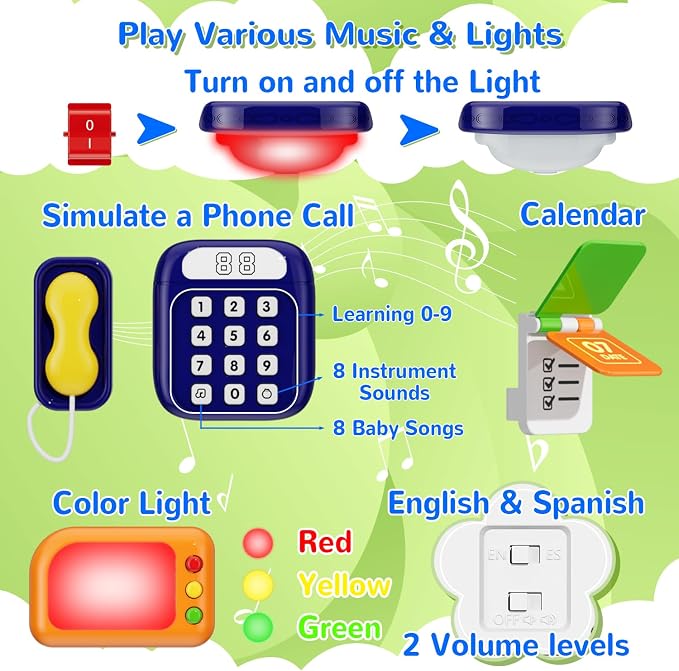 MFEESYOB Montessori Toys for 1 Year Old Boy Girl, Musical Montessori Busy Board for 12-18 Month Age, Educational Montessori Toy for Toddlers 1-3, Birthday Gift for 1+ Year Old Boy Girl
