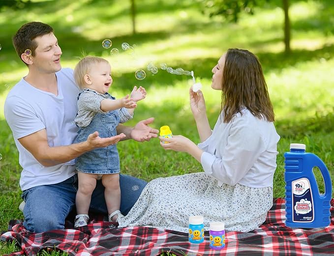 16 oz Concentrated Blue Bubble Solution Bottle with Handle, Refills up to 1.25 Gallons, Non-Toxic Concentrated Solution for Bubble Machines, Giant Bubble Wands, Bubble Gun and Blowers (8-Pack)